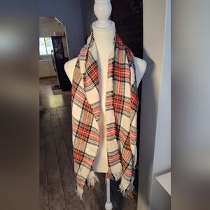 Source Unknown Plaid Scarf - Red, Black, White